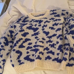 MOTHER Blue and Cream Patterned Sweater